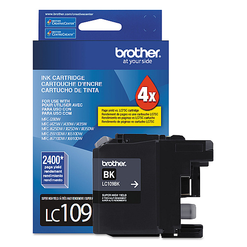 Brother LC109BK Innobella Super High-Yield Ink, 2,400 Page-Yield, Black