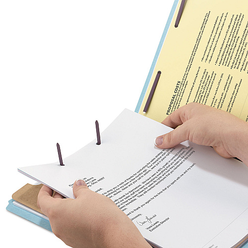 Smead Four-Section Pressboard Top Tab Classification Folders, Four SafeSHIELD Fasteners, 1 Divider, Letter Size, Blue, 10/Box (13730)