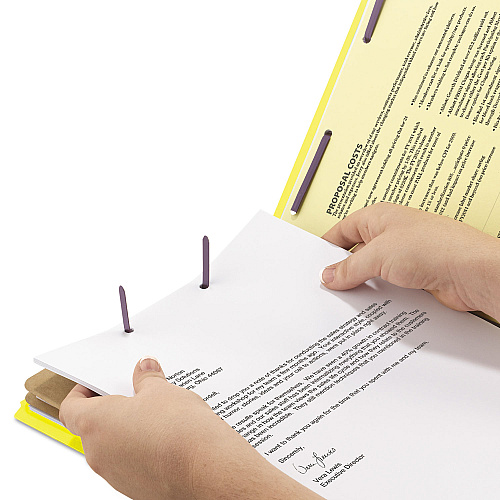 Smead Six-Section Pressboard Top Tab Classification Folders, Six SafeSHIELD Fasteners, 2 Dividers, Legal Size, Yellow, 10/Box (19034)