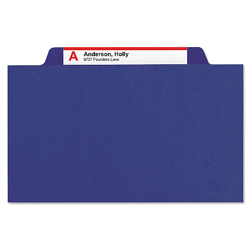 Smead Eight-Section Pressboard Top Tab Classification Folders, 8 SafeSHIELD Fasteners, 3 Dividers, Letter Size, Dark Blue, 10/Box (14096)