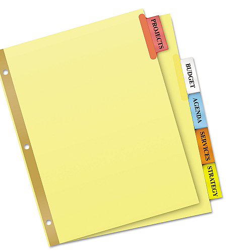 Avery Big Tab Insertable Dividers, 5-Tab, Buff, 1 Set (11109)