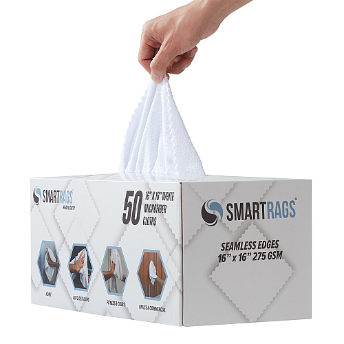 Smartrags Xl Microfiber 45 Gram 16x16 White, Pack Of 50 (PNP-M930-W)