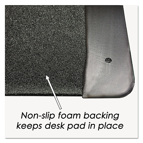 Artistic Executive Desk Pad with Antimicrobial Protection, Leather-Like Side Panels, 24 x 19, Black (413841)