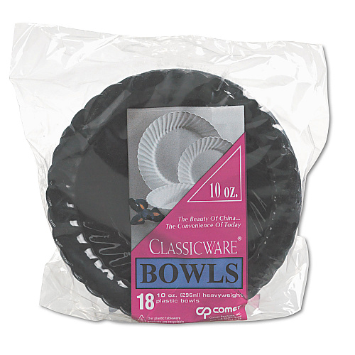WNA Classicware Plates, Plastic, 10.25" dia, Black, 144/Carton (CW10144BK)