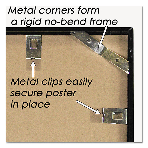 NuDell Metal Poster Frame, Plastic Face, 24 x 36, Black (31242)