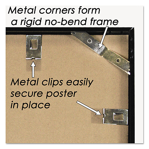 NuDell Metal Poster Frame, Plastic Face, 18 x 24, Black (31222)