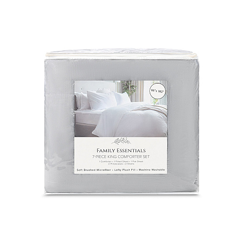 Family Essentials Bed In Bag 7pc Set - King - Grey - Case Of 6 Sets (BIAB-KG-GY)