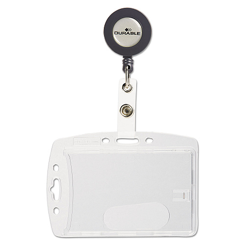 Durable ID/Security Card Holder Set, Vertical/Horizontal, Reel, Clear, 10/Pack (801219)
