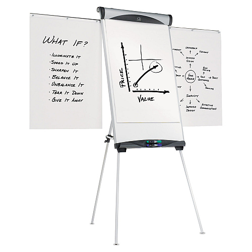 Quartet Euro Magnetic Presentation Easel, 27 x 39, White Surface, Silver Aluminum Frame (EU500E)