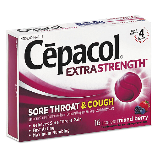 Cepacol Sore Throat and Cough Lozenges, Mixed Berry, 16 Lozenges (74016)