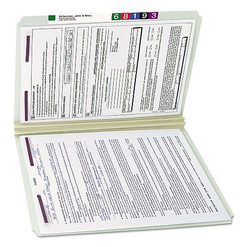 Smead Recycled Pressboard Fastener Folders, Straight Tabs, Two SafeSHIELD Fasteners, 2" Expansion, Legal Size, Gray-Green, 25/Box (19910)