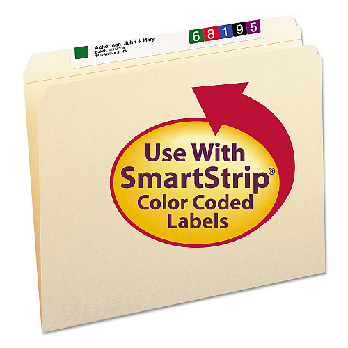 Smead Reinforced Tab Manila File Folders, Straight Tabs, Letter Size, 0.75" Expansion, 11-pt Manila, 100/Box (10310)