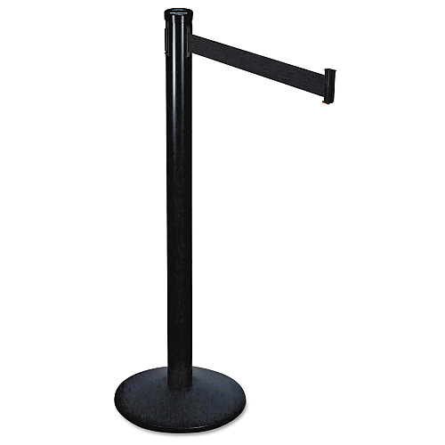Tatco Adjusta-Tape Crowd Control Base Only, Steel, 14" Deep, Black, 2/Box (11711)