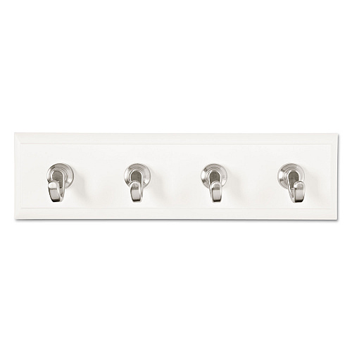 Command Decorative Key Rail, Plastic, Quartz/Silver, 8 x 1.5 x 2.13, 4 Hooks/Pack (HOM18QES)