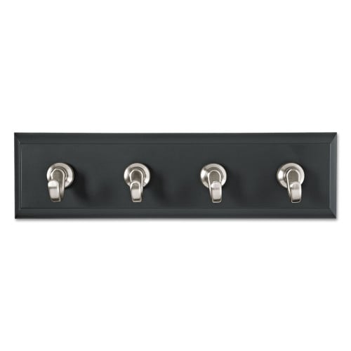 Command Decorative Key Rail, 8w x 1 1/2d x 2 1/8h, Black/Silver, 4