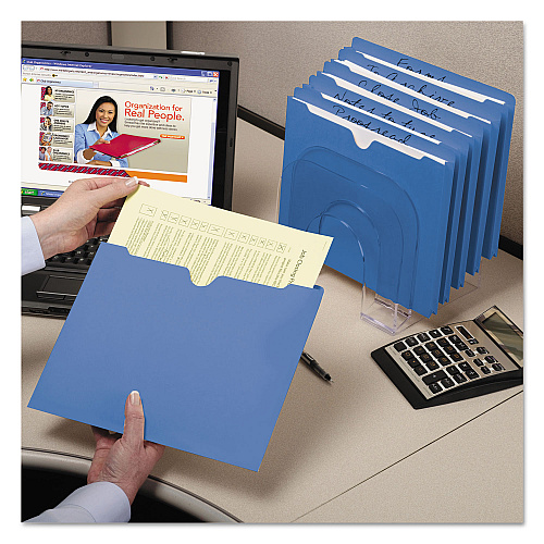 Smead Colored File Jackets with Reinforced Double-Ply Tab, Straight Tab, Letter Size, Blue, 100/Box (75502)