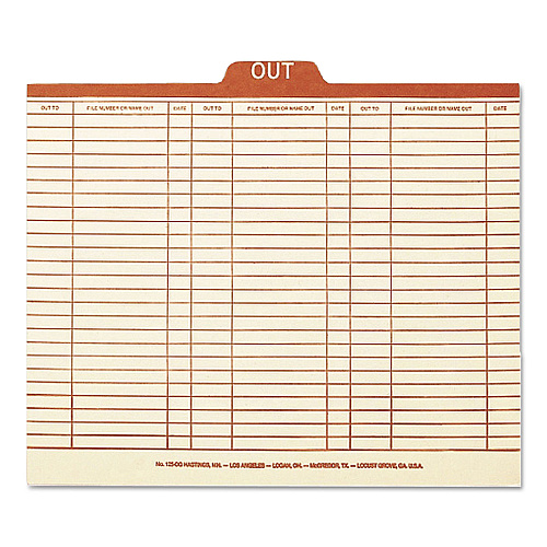 Smead Manila Out Guides, Printed Form Style, 1/5-Cut Top Tab, Out, 8.5 x 11, Manila, 100/Box (51910)