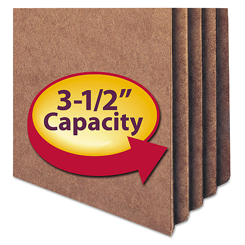 Smead Recycled Top Tab File Pockets, 3.5" Expansion, Letter Size, Redrope, 25/Box (73205)