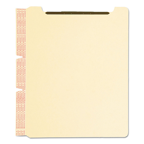 Smead Self-Adhesive Folder Dividers with Twin-Prong Fasteners for Top/End Tab Folders, 1 Fastener, Letter Size, Manila, 25/Pack (68025)