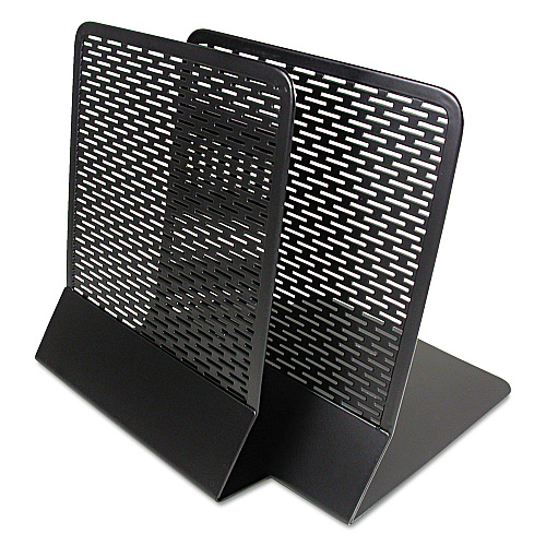 Artistic Urban Collection Punched Metal Bookends, Nonskid, 5.5 x 6.5 x 6.5, Perforated Steel, Black, 1 Pair (ART20008)