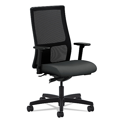 HON Ignition Series Mesh Mid-Back Work Chair, Supports Up to 300 lb, 17.5" to 22" Seat Height, Iron Ore Seat, Black Back/Base (IW103CU19)