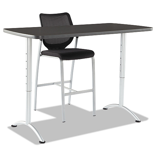Iceberg ARC Adjustable-Height Table, Rectangular, 60" x 30" x 30" to 42", Graphite/Silver (69317)