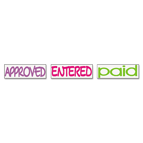 Trodat Interlocking Stack Stamp, APPROVED, ENTERED, PAID, 1.81" x 0.63", Assorted Fluorescent Ink (8802)