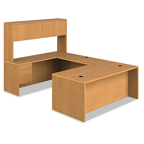 HON 10500 Series "L" Workstation Right Pedestal Desk with 3/4 Height Pedestal, 72" x 36" x 29.5", Harvest (10585RCC)