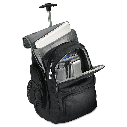 Samsonite Rolling Backpack, Fits Devices Up to 15.6", Polyester, 14 x 8 x 21, Black/Charcoal (178961053)