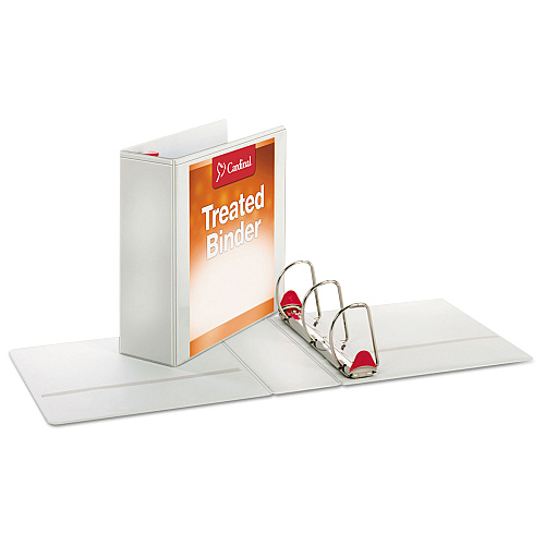 Cardinal Treated ClearVue Locking Slant-D Ring Binder, 3 Rings, 4" Capacity, 11 x 8.5, White 4" Binder Capacity - Letter - 8 1/2" x 11" Sheet Size - 890 Sheet Capacity - 3 3/5" Spine Width - 3 Ring(s) - Fastener(s): D-Ring - Pocket(s): 2, Inside F (32140)