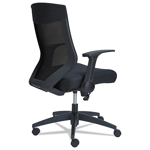 Alera EB-K Series Synchro Mid-Back Flip-Arm Mesh Chair, Supports Up to 275 lb, 18.5 to 22.04" Seat Height, Black (ALEEBK4217)