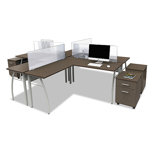 Linea Italia Trento Line L-Shaped Desk, 59.13" x 59.13" x 29.5", Mocha/Gray (TR737MOC)
