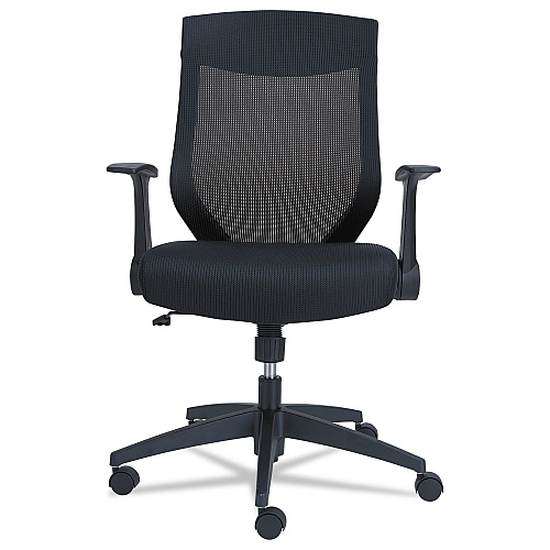 Alera EB-K Series Synchro Mid-Back Flip-Arm Mesh Chair, Supports Up to 275 lb, 18.5 to 22.04" Seat Height, Black (ALEEBK4217)