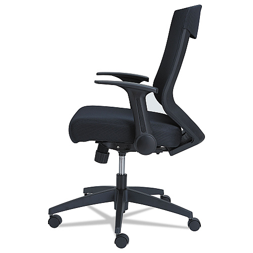 Alera EB-K Series Synchro Mid-Back Flip-Arm Mesh Chair, Supports Up to 275 lb, 18.5 to 22.04" Seat Height, Black (ALEEBK4217)