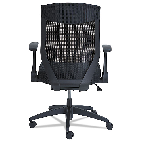Alera EB-K Series Synchro Mid-Back Flip-Arm Mesh Chair, Supports Up to 275 lb, 18.5 to 22.04" Seat Height, Black (ALEEBK4217)