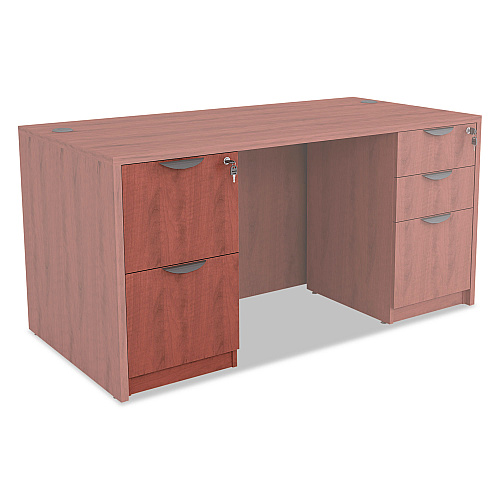 Alera Valencia Series Full Pedestal File, Left/Right, 2 Legal/Letter-Size File Drawers, Medium Cherry, 15.63" x 20.5" x 28.5" (ALEVA542822MC)