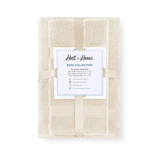 Host & Home 6pc Bath Towel Set Ivory - 6 Piece Set (HH-BSET-6PK-IV)