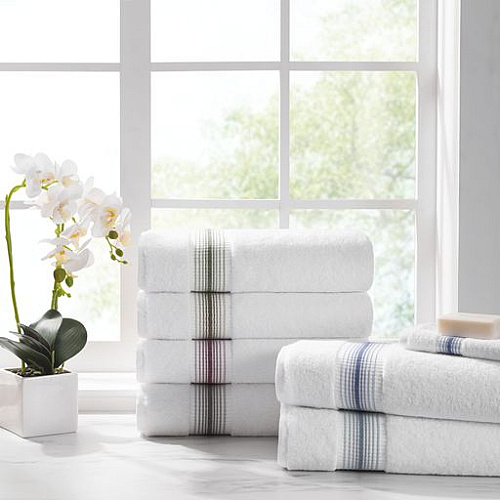 Aston & Arden Turkish Striped Bath Towel 30x60 Slate - Pack Of 2 (BT-STT-3060-18-SLT)