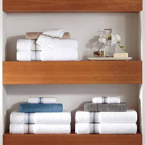 Aston & Arden Turkish Striped Bath Towel 30x60 Pewter - Pack Of 2 (BT-STT-3060-18-PTR)