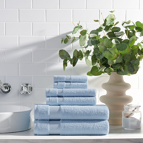 Host & Home 6pc Bath Towel Set Light Blue - Case Of 6 Sets (BSET-HH-BLU-CS)