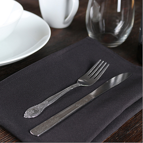 Mariposa Poly Spun Napkin 20x20 Black - Pack Of 25 (PNP-NAP-B-25)