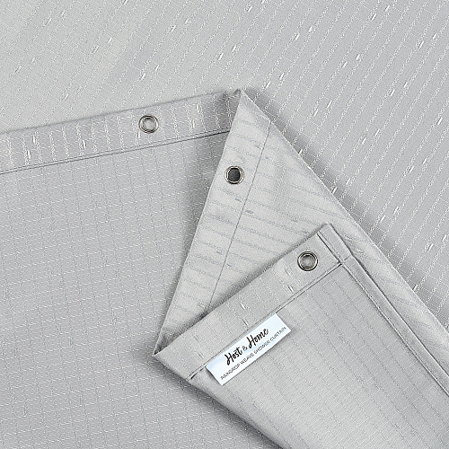 Host & Home Poly Shower Curtain Set 72x72 Raindrop Light Grey - Case Of 12 (SCSET-7272-LG)