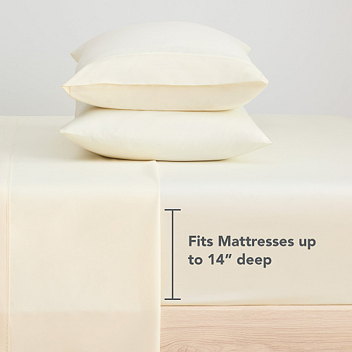 Host & Home Microfiber Fitted Sheets Twin - Ivory W/ Black Hem - Pack Of 6 (P-MFS-368012-IV)