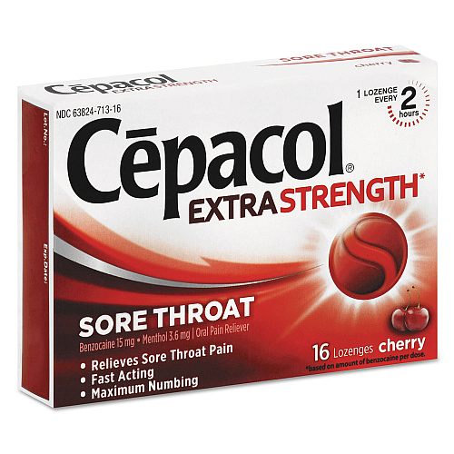 Cepacol Extra Strength Sore Throat Lozenge, Cherry, 16/Box, 24 Boxes/Carton (71016CT)