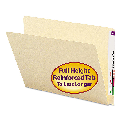 Smead Extended End Tab Manila Folders, Straight Tabs, Letter Size, 0.75" Expansion, Manila, 100/Box (24250)
