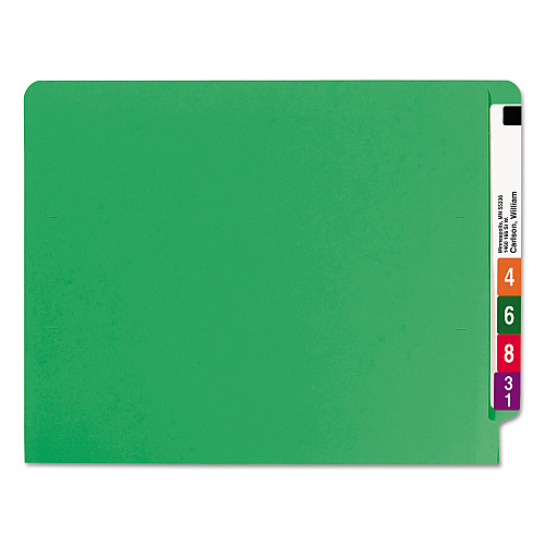 Smead Shelf-Master Reinforced End Tab Colored Folders, Straight Tabs, Letter Size, 0.75" Expansion, Green, 100/Box (25110)