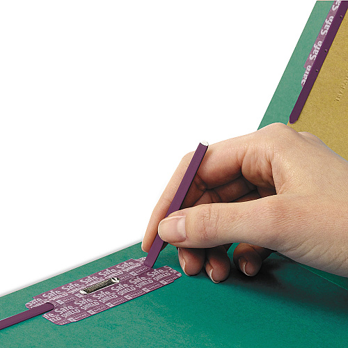 Smead End Tab Pressboard Classification Folders, Six SafeSHIELD Fasteners, 2" Expansion, 2 Dividers, Letter Size, Green, 10/Box (26785)