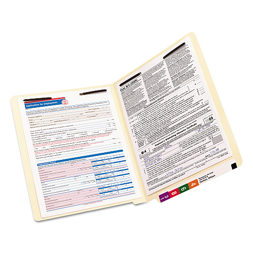 Smead TUFF Laminated Fastener Folders with Reinforced Tab, 0.75" Expansion, 2 Fasteners, Letter Size, Manila Exterior, 50/Box (34105)