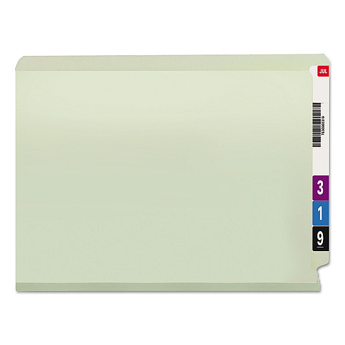 Smead End Tab Pressboard Classification Folders, Two SafeSHIELD Coated Fasteners, 3" Expansion, Letter Size, Gray-Green, 25/Box (34725)
