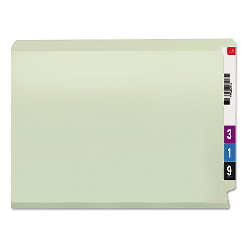 Smead End Tab Pressboard Classification Folders, Two SafeSHIELD Coated Fasteners, 1" Expansion, Letter Size, Gray-Green, 25/Box (34705)